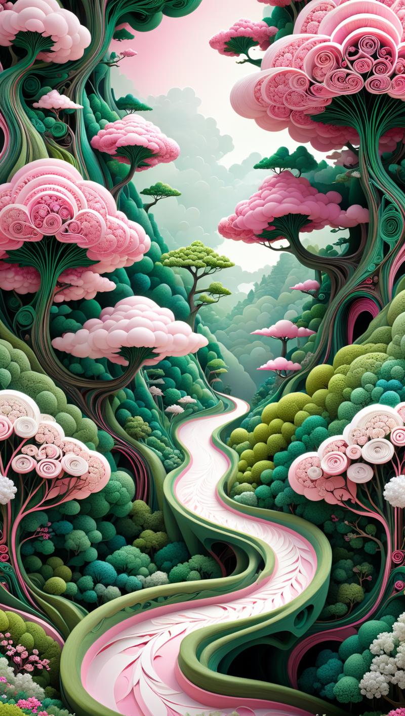 01822-1205831586-Make a fractal from pathway, trees, and sky, beautifuly compose, digital painting, gouache, clay, mixed media, detailed quilling.png